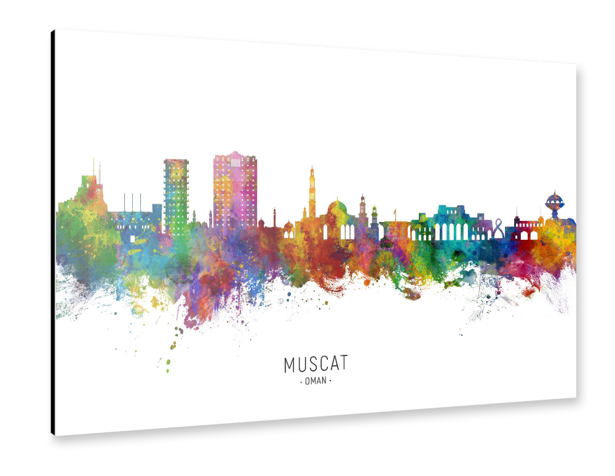 Alu-Dibond "Maskat Oman Skyline txt" 75x50 cm artboxONE