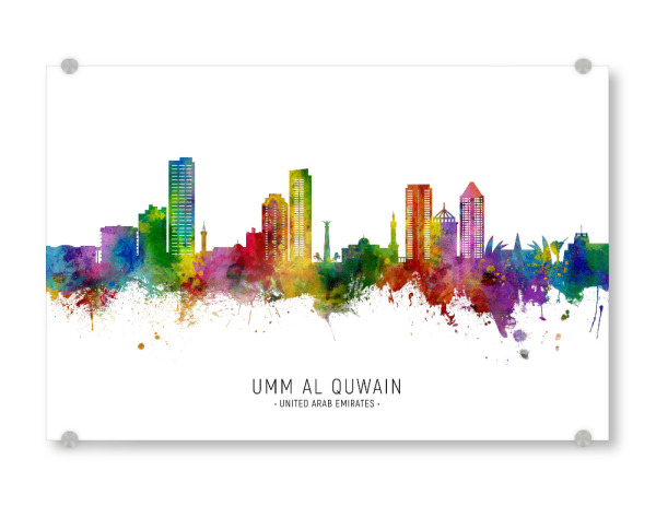 Acrylglasbild "Umm Al Quwain UAE Skyline txt" artboxONE - Städte