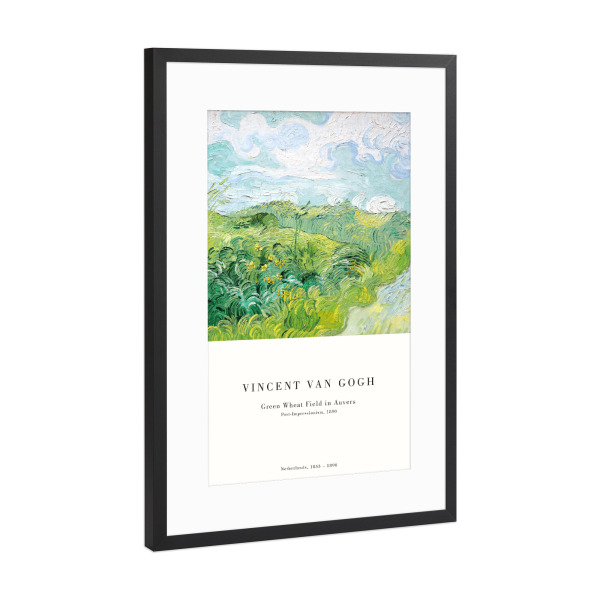 Poster mit Rahmen Schwarz (Metallic) "Van Gogh - Grüne Weizenfelder" artboxONE - Natur,Reise / Länder
