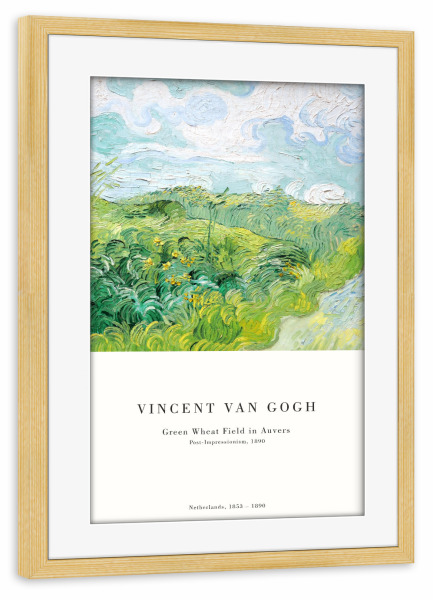 Poster mit Rahmen kiefer "Van Gogh - Grüne Weizenfelder" artboxONE - Natur,Reise / Länder