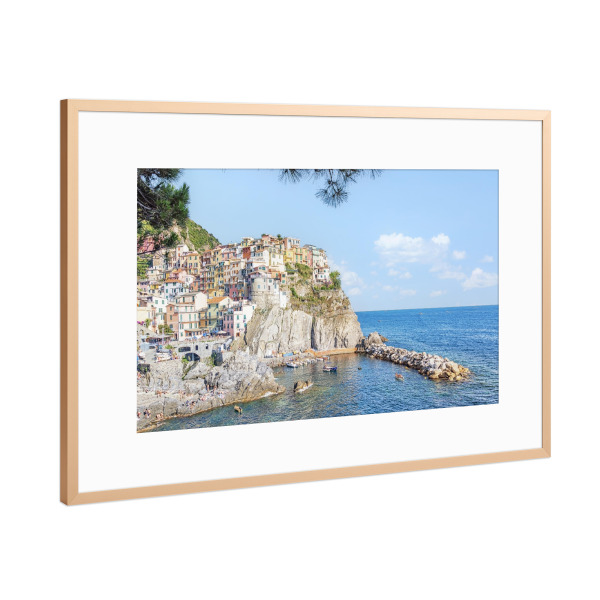Poster mit Rahmen Kupfer "Küste der Cinque Terre" artboxONE - Reise,Architektur,Reise / Strand und Meer,Reise / Länder