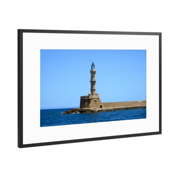 Poster mit Rahmen Schwarz (Metallic) "Der antike Leuchtturm von Chania" artboxONE - Reise,Architektur,Reise / Strand und Meer,Reise / Länder