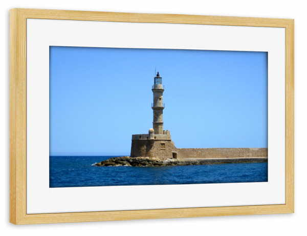 Poster mit Rahmen kiefer "Der antike Leuchtturm von Chania" artboxONE - Reise,Architektur,Reise / Strand und Meer,Reise / Länder