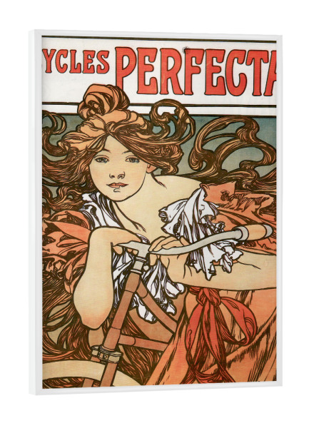 Poster mit weißem Rahmen "Cycles Perfecta" artboxONE - Typografie,Menschen - Alfons marie mucha,Alfons,Marie,Mucha,Kunst,Fahrrad
