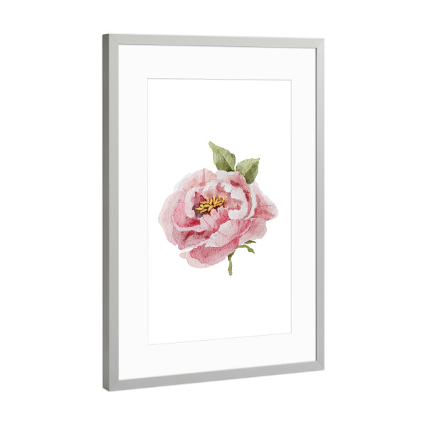 Poster mit Rahmen Silber "Druckbare Pfingstrosenkunst" artboxONE - Floral