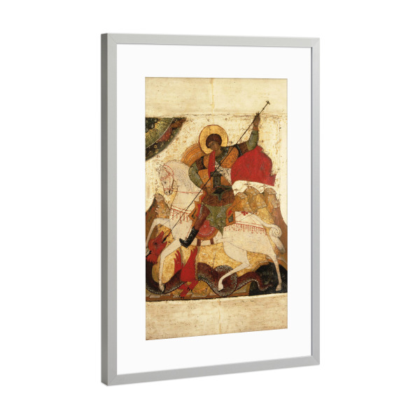 Poster mit Rahmen Silber "Drachenwunder des heiligen Georg" artboxONE - Tiere,Menschen,Männer