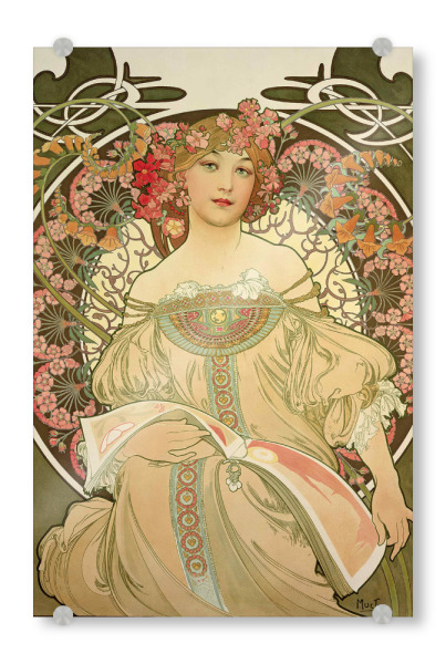 Acrylglasbild "Rêverie (Tagtraum). Zodiak" artboxONE - Floral,Abstrakt,Menschen - Kunst,Malerei,Gemälde,Alfons,Marie,Mucha,Tagtraum,Frau,Floral,Blumen