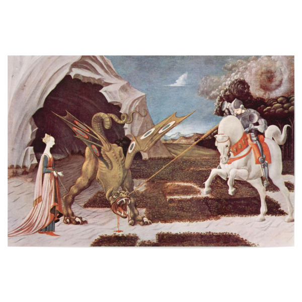 Poster "Sankt Georg und der Drachen" artboxONE - Natur,Tiere - Paolo uccello,Drache,Pferd,Ritter,Natur,Kunst,Malerei,Gemälde
