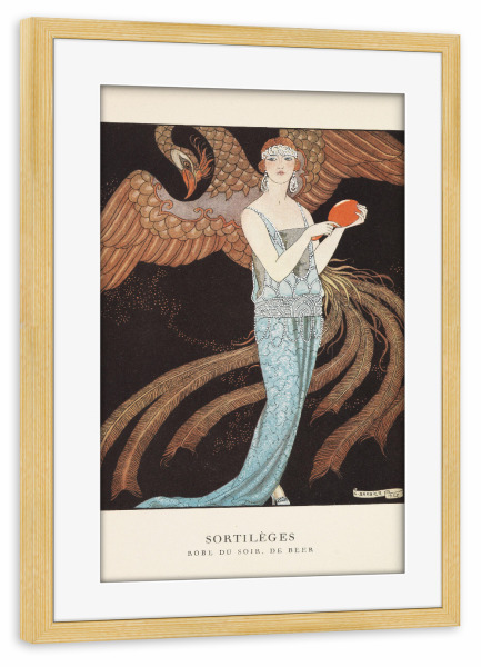 Poster mit Rahmen kiefer "Gazette du Bon Ton" artboxONE - Tiere,Menschen,Fashion - Sortileges,George barbier,Tier,Vogel,Frau,Elegant,Fashion,Mode