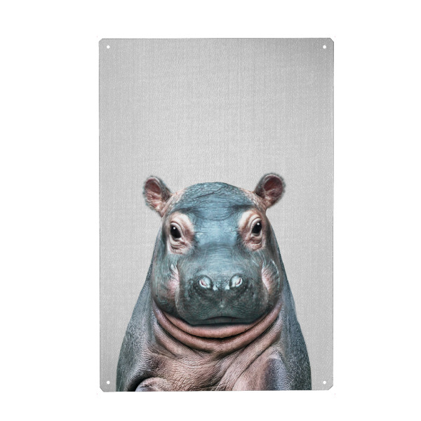 Holzbild "Baby-Flusspferd - bunt" artboxONE - Natur,Für Kinder,Tiere,Reise / Afrika,Für Mama