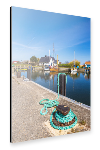 Alu-Dibond "Poller, Tampen und Hafen" 30x20 cm artboxONE