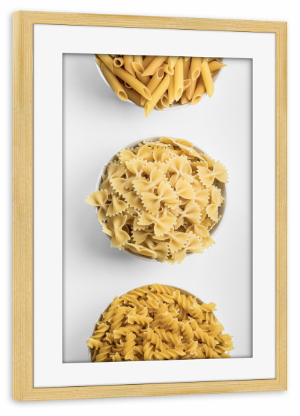 Poster mit Rahmen kiefer "3 Mal Nudeln - Anschnitt" artboxONE - Essen & Trinken