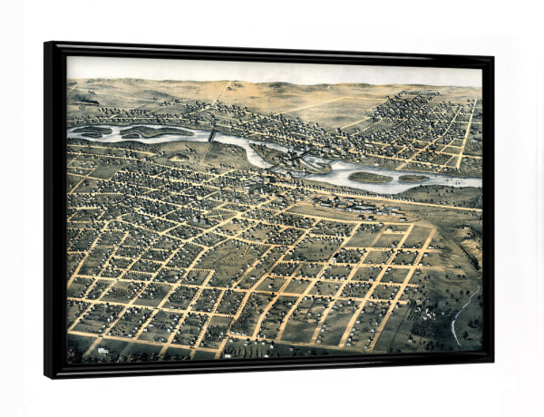 Poster mit schwarzem Rahmen "Aurora-Illinois-Karte" artboxONE - Kartografie - Karte,Karten,Flach,Jahrgang,Stadt,Alte,Retro,Abbildung,Reise