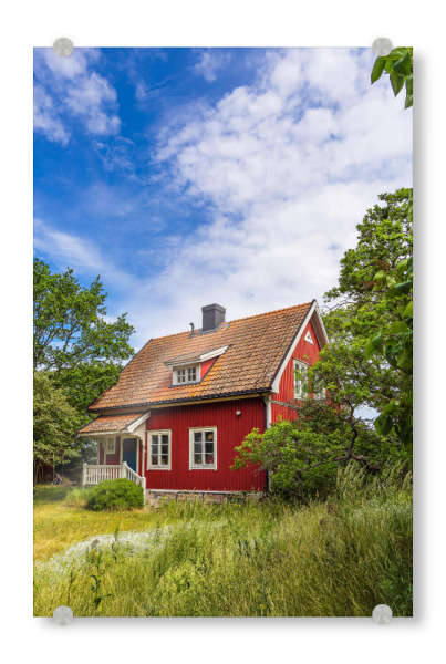 Acrylglasbild "Gras, Bäume, Haus" artboxONE - Natur,Reise,Architektur