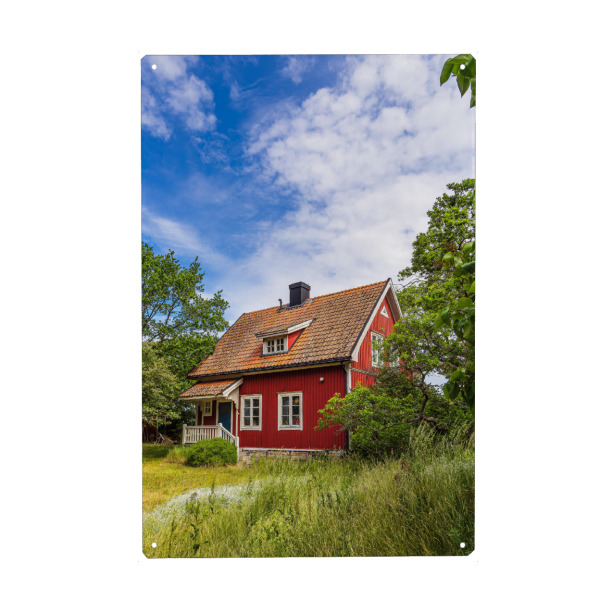 Holzbild "Gras, Bäume, Haus" artboxONE - Natur,Reise,Architektur