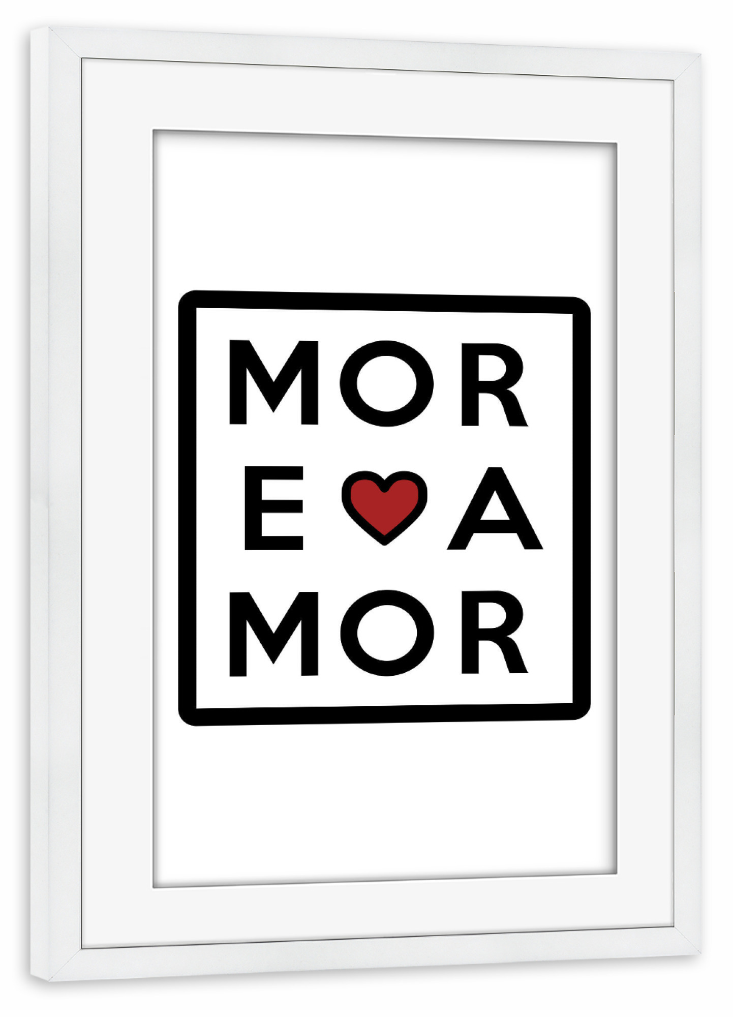 Poster mit Rahmen weiß "Mehr Amor-Buchstabenraster" artboxONE - Typografie