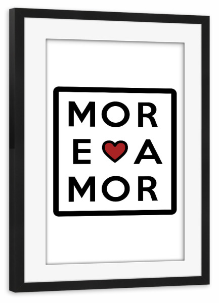 Poster mit Rahmen schwarz "Mehr Amor-Buchstabenraster" artboxONE - Typografie