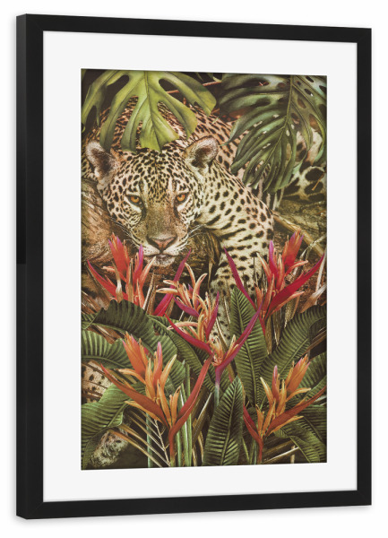 Poster mit Rahmen schwarz "Jaguar zu Hause" artboxONE - Natur,Floral,Tiere