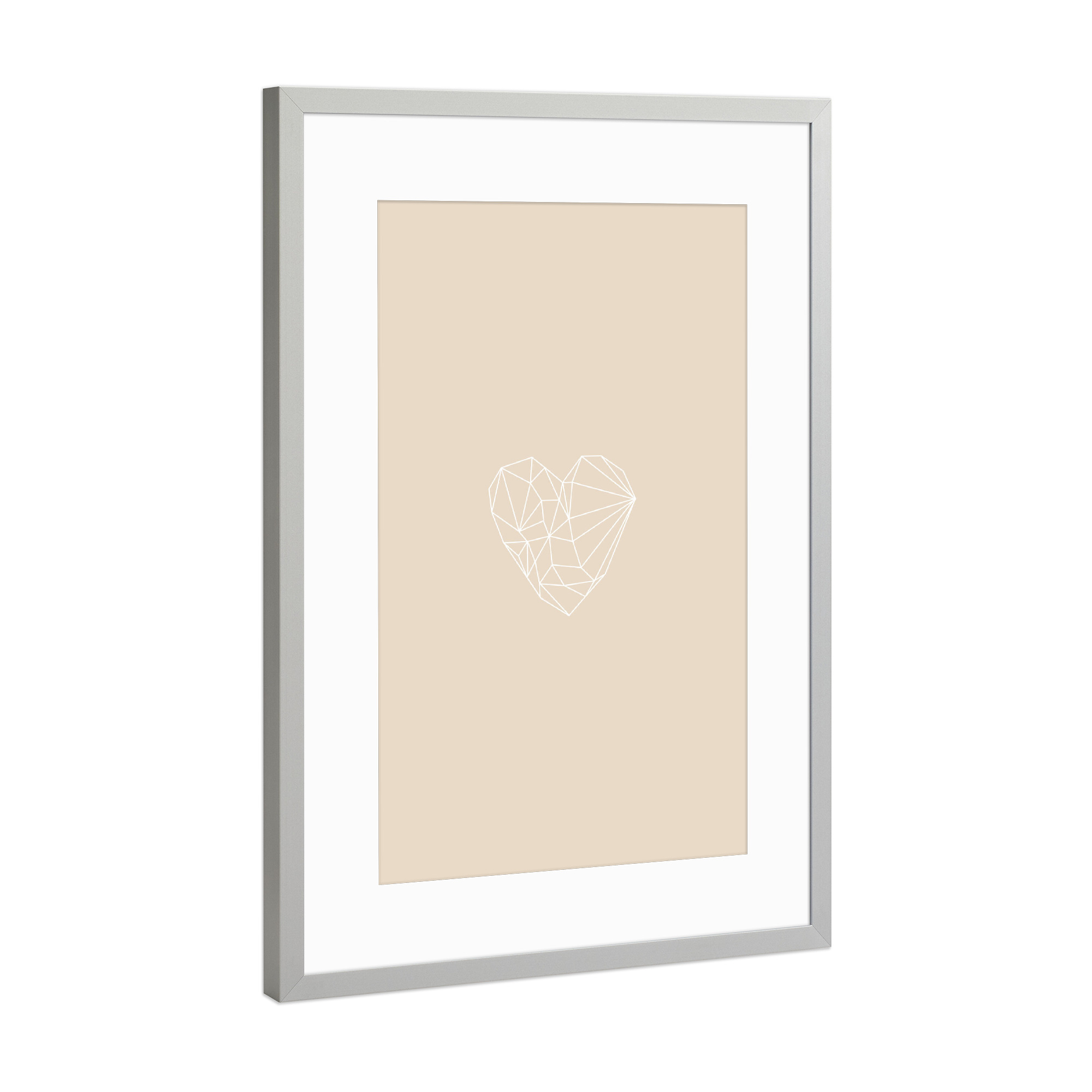 Poster mit Rahmen Silber "Graphic Heart sand" artboxONE - Abstrakt,Geometrie