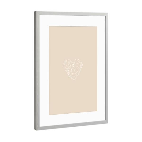 Poster mit Rahmen Silber "Graphic Heart sand" artboxONE - Abstrakt,Geometrie