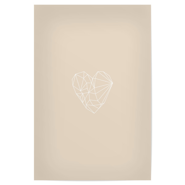 Poster "Graphic Heart sand" artboxONE - Abstrakt,Geometrie - Heart,Herz,Graphic,Grafik,Grafikdesign,Design,Geometric,Beige,Weiß,Minimalistisch