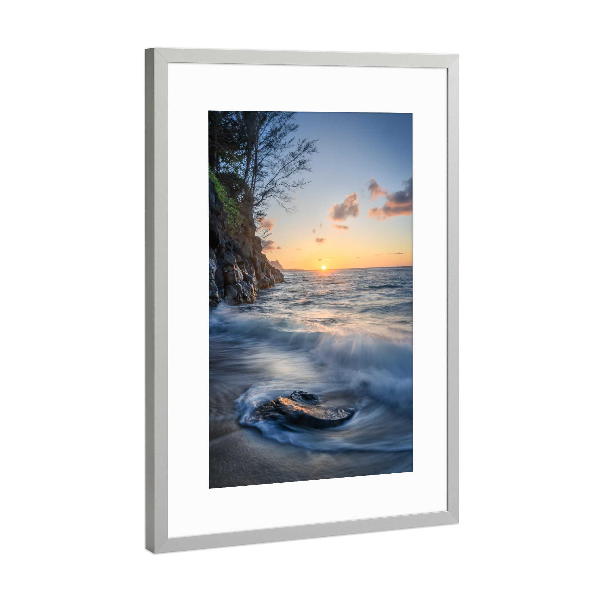Poster mit Rahmen Silber "Versteckter Strand" artboxONE - Natur,Reise,Reise / Strand und Meer,Reise / Länder