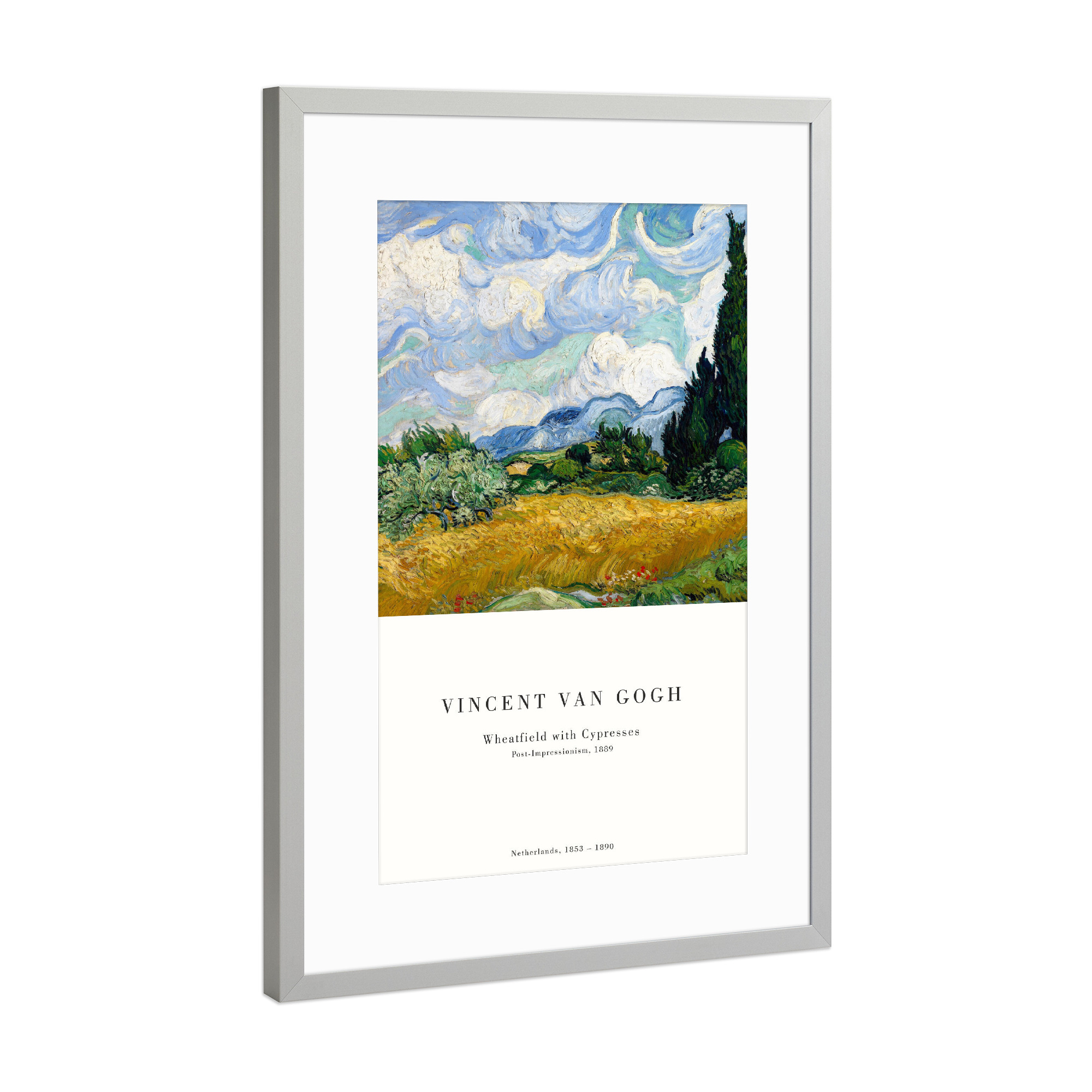 Poster mit Rahmen Silber "Van Gogh - Feld mit Zypressen" artboxONE - Natur,Reise