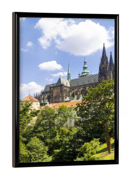 Poster mit schwarzem Rahmen "Veitsdom mit Burggelände" artboxONE - Architektur,Städte / Prag