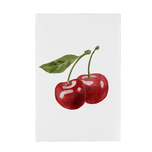 Holzbild "Aquarell Kirsche Kunst" artboxONE - Essen & Trinken / Obst & Gemüse - Kirsche,Obst,Kunst,Aquarell,Sommer,Tropisch,Bedruckbar,Kirschfrucht