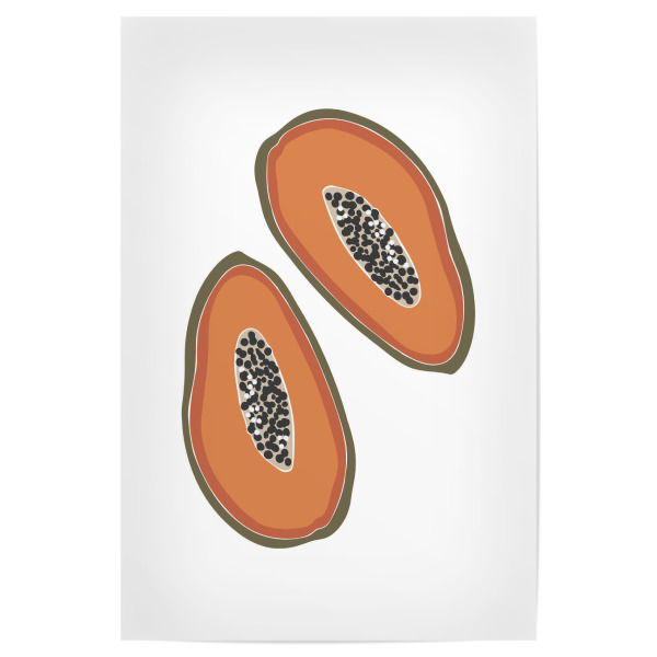 Poster 30x20 cm "Boho-Papaya-Frucht-Illustration" artboxONE - Essen & Trinken / Obst & Gemüse