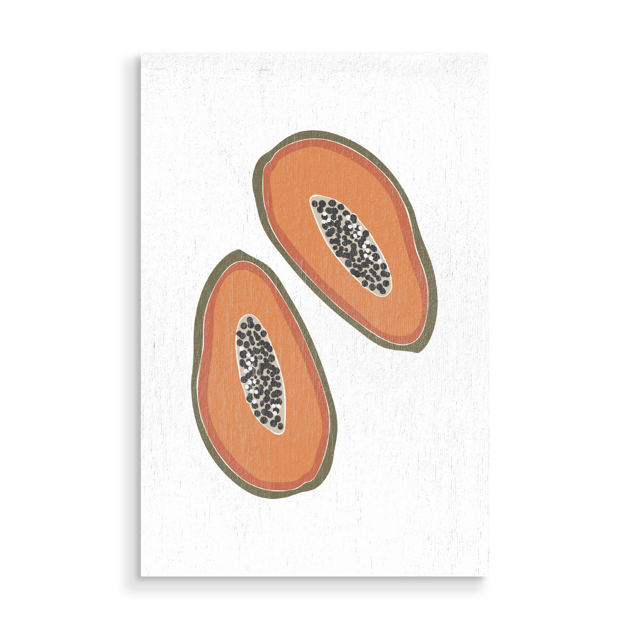 Holzbild "Boho-Papaya-Frucht-Illustration" artboxONE - Essen & Trinken / Obst & Gemüse
