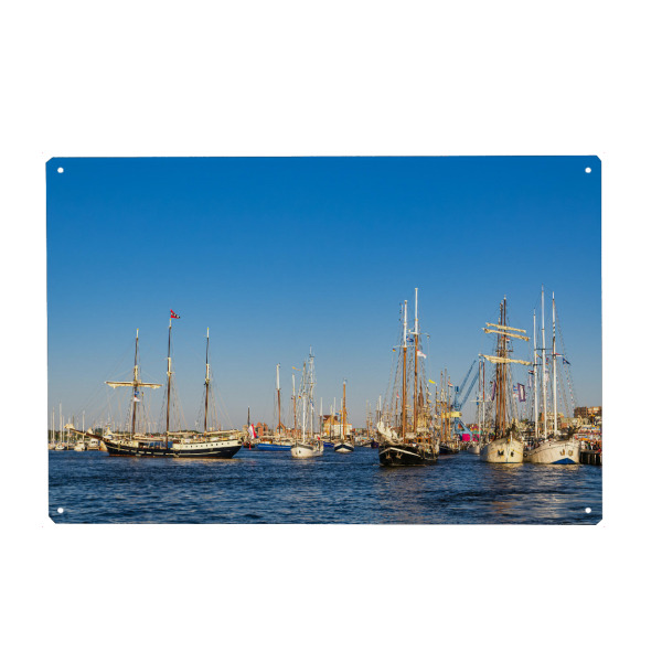 Holzbild "Warnow, Segelschiffe, Himmel" artboxONE - Natur,Reise