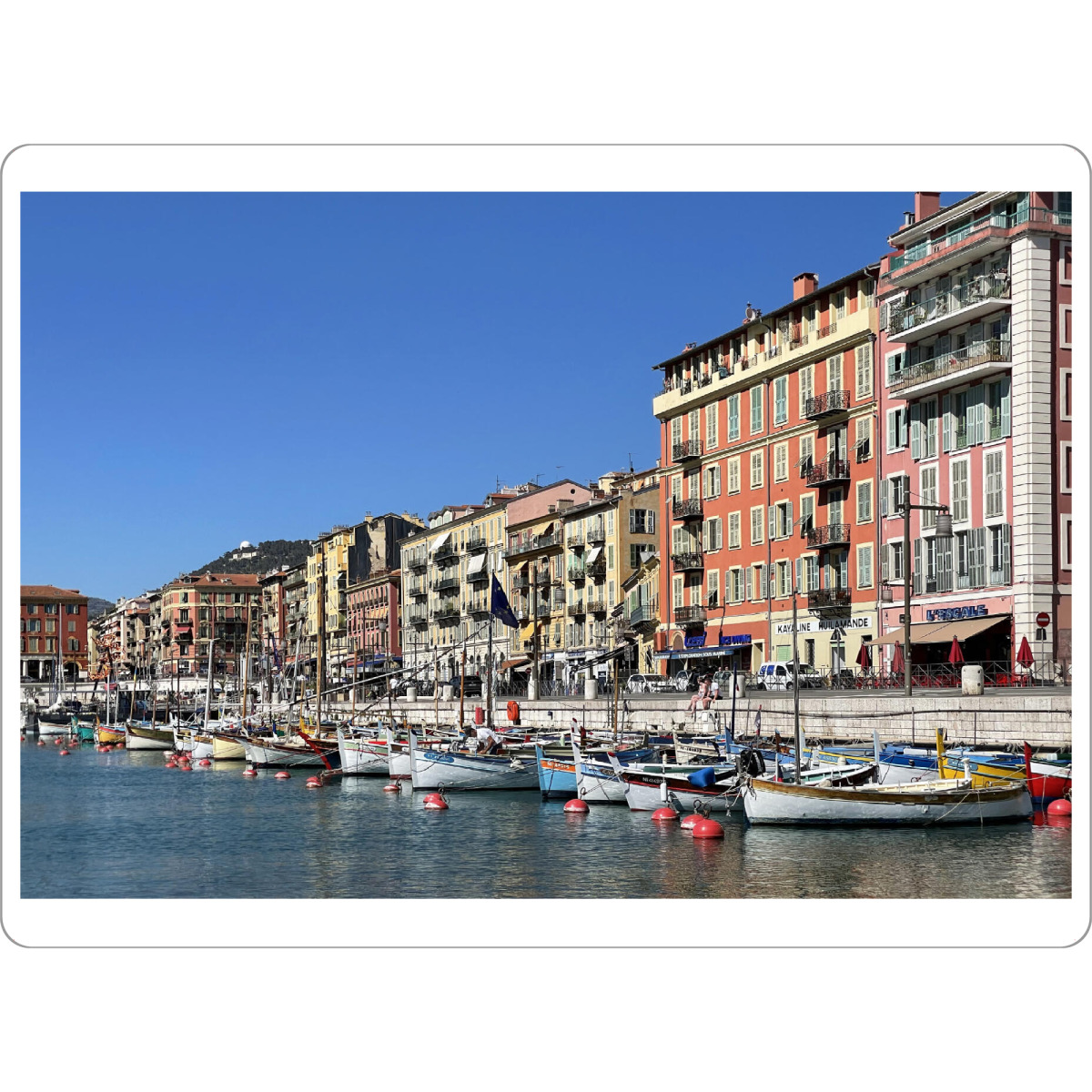 Tischset "C' est romantique" artboxONE - Städte,Reise,Architektur,Reise / Strand und Meer - Provence,Cote d'azur,Nizza,Mittelmeer,Hafen,Fischerboote