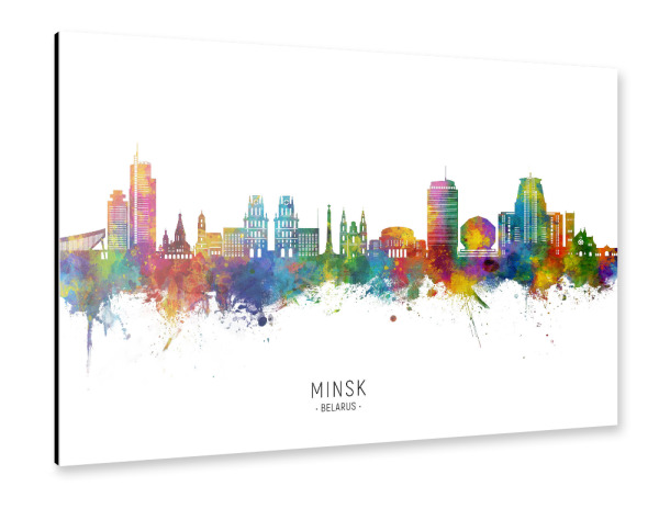 Alu-Dibond "Minsk Weißrussland Skyline txt" 30x20 cm artboxONE