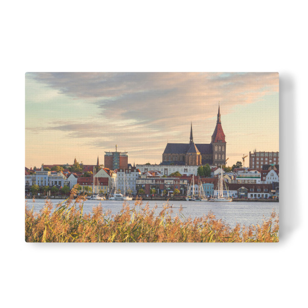 Leinwandbild "Schilf, Warnow, Kirche" artboxONE - Natur,Reise,Architektur,Städte / Weitere