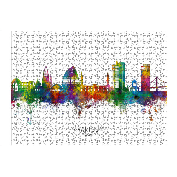 artboxONE Puzzle "Khartum Sudan Skyline txt" artboxONE - Städte - Khartum,Sudan,Skyline,Stadtbild,Stadtbild,Aquarell,Malerei,Bunt - Bild khartum