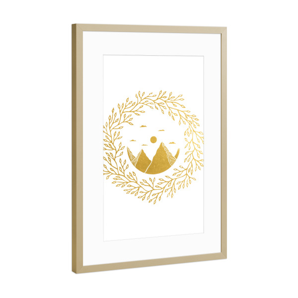Poster mit Rahmen Gold "Goldene Seligkeit" artboxONE - Natur,Floral,Abstrakt,Geometrie,Marmor