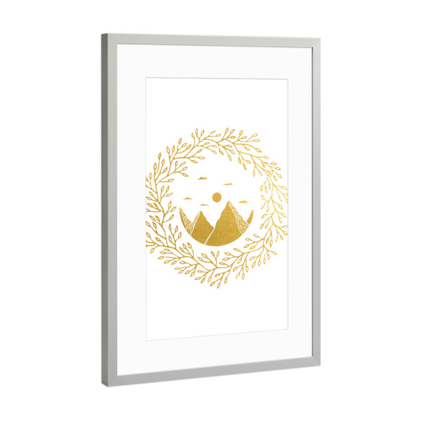 Poster mit Rahmen Silber "Goldene Seligkeit" artboxONE - Natur,Floral,Abstrakt,Geometrie,Marmor