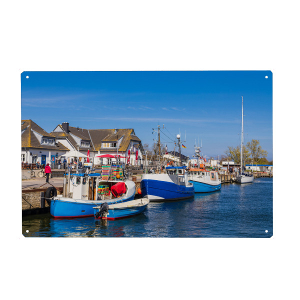 Metall Poster "Hafen mit Fischerbooten" artboxONE - Natur,Reise,Architektur,Reise / Strand und Meer