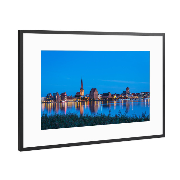 Poster mit Rahmen Schwarz (Metallic) "Rostock, Warnow, Schilf" artboxONE - Natur,Reise,Architektur,Städte / Weitere