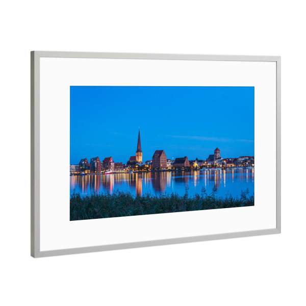 Poster mit Rahmen Silber "Rostock, Warnow, Schilf" artboxONE - Natur,Reise,Architektur,Städte / Weitere