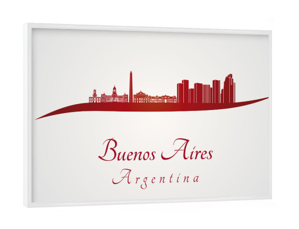 Poster mit weißem Rahmen "Skyline von Buenos Aires in Rot" artboxONE - Städte,Architektur