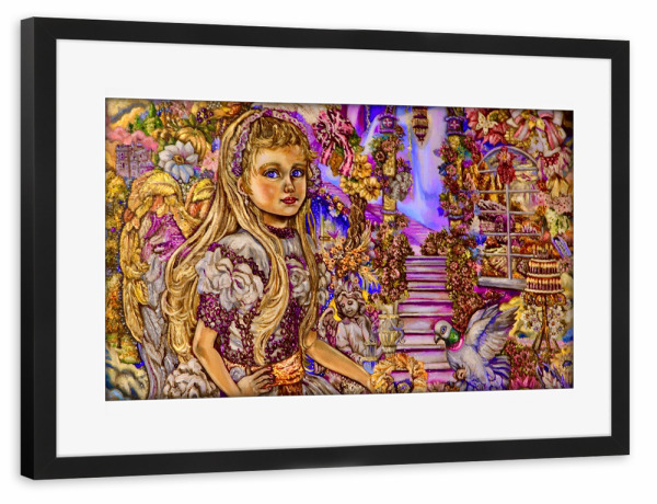 Poster mit Rahmen schwarz "Herbstengel Kia bunt" artboxONE - Menschen,Weihnachten - Engel,Herbst,Fantasie,Religion,Bunt