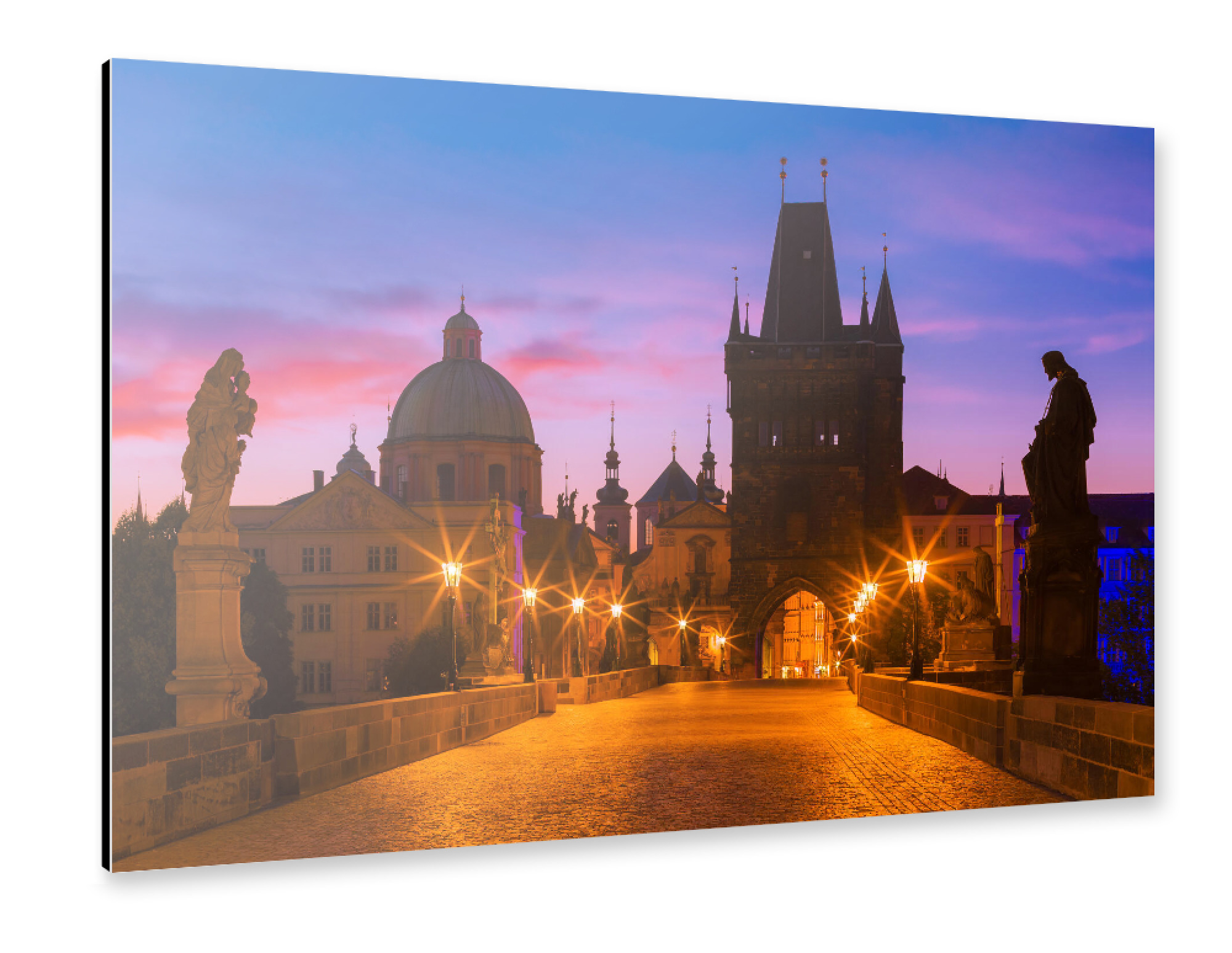 Alu-Dibond "Prag im Morgengrauen, Tschechien" 30x20 cm artboxONE