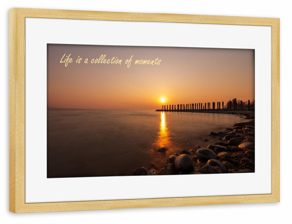 Poster mit Rahmen kiefer "Life is a collection of memories" artboxONE - Typografie,Natur,Lustig