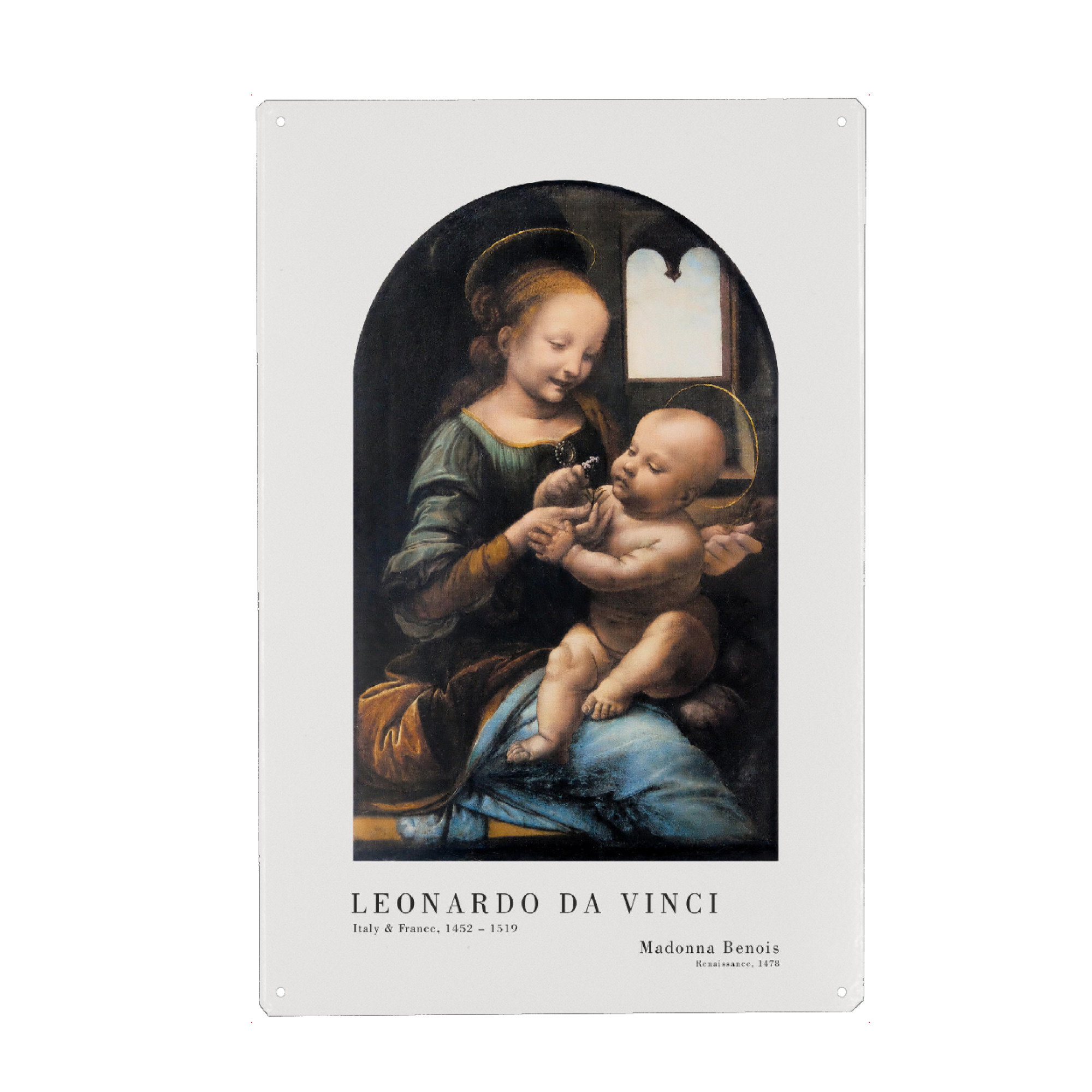 Metall Poster "Da Vinci - Benois Madonna" artboxONE - Menschen - Glaube,Religion,Madonna,Leonardo da vinci,Mutter,Kind,Portrait,Kunst,Malerei,Gemälde