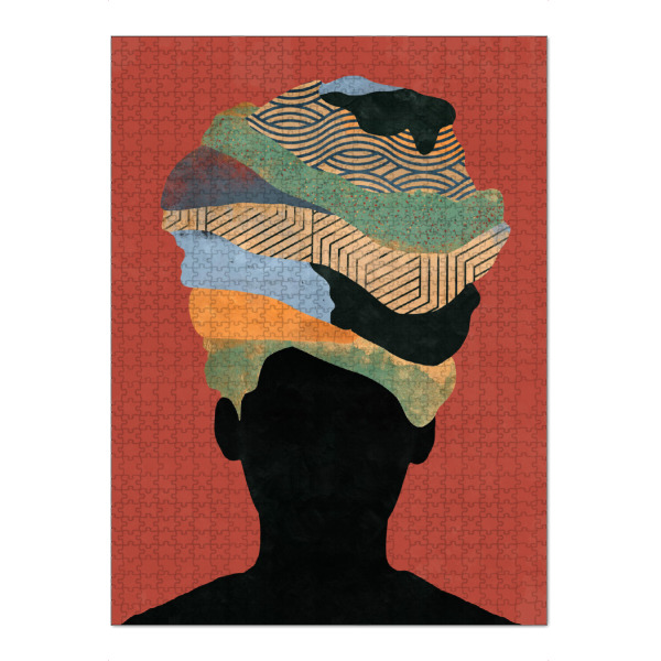 Puzzle Ravensburger "Frau Roter Turban" artboxONE - Abstrakt,Menschen - Turban,Gesicht,Schwarz,Bunt,Farbe,Farben,Abstrakt,Frau,Female - Bild turban