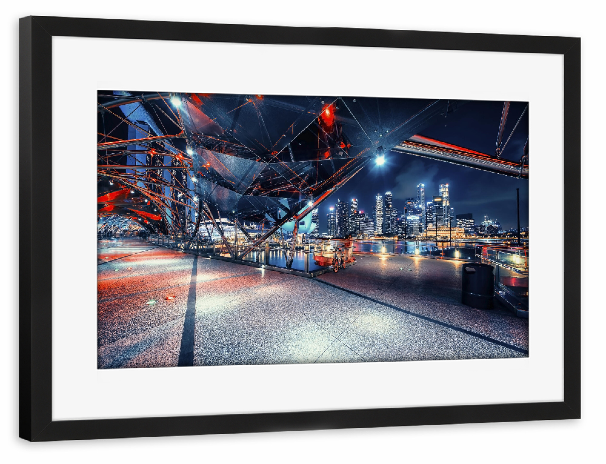 Poster mit Rahmen schwarz "Helix-Brücke" artboxONE - Städte,Reise,Architektur,Reise / Länder,Städte / Singapur