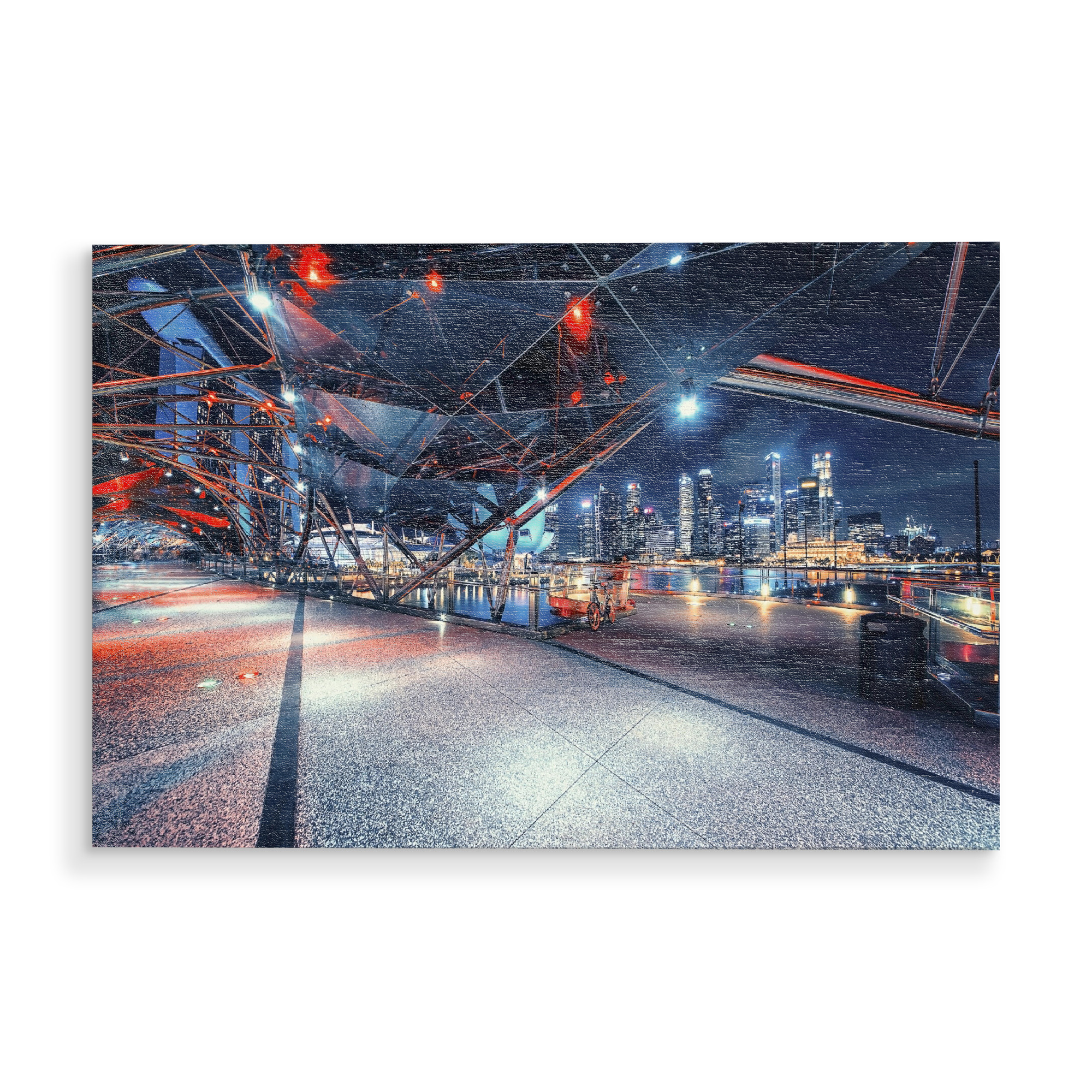 Holzbild "Helix-Brücke" artboxONE - Städte,Reise,Architektur,Reise / Länder,Städte / Singapur