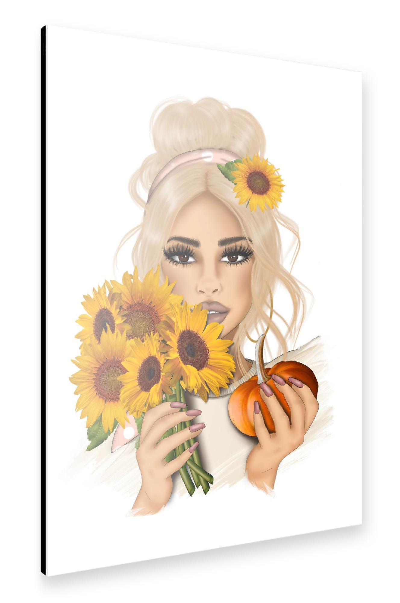 Alu-Dibond "Blondes Sonnenblumenmädchen" 30x20 cm artboxONE